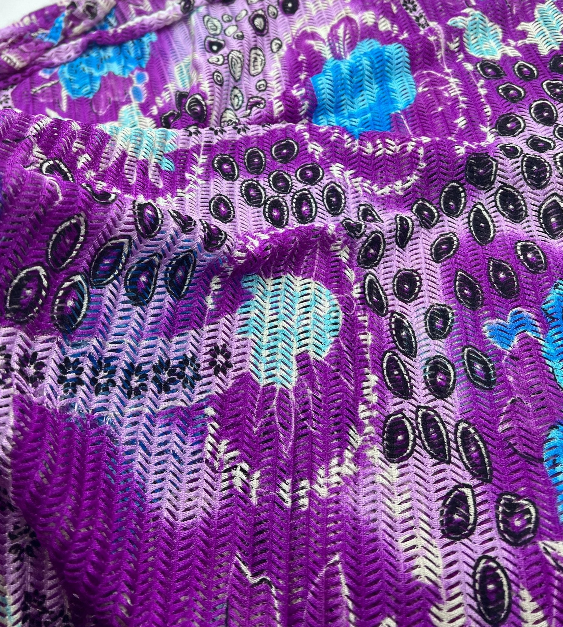 Purple Mix Knitted Slash Textured 4 Way Stretch Fabric - T9 Fabrics