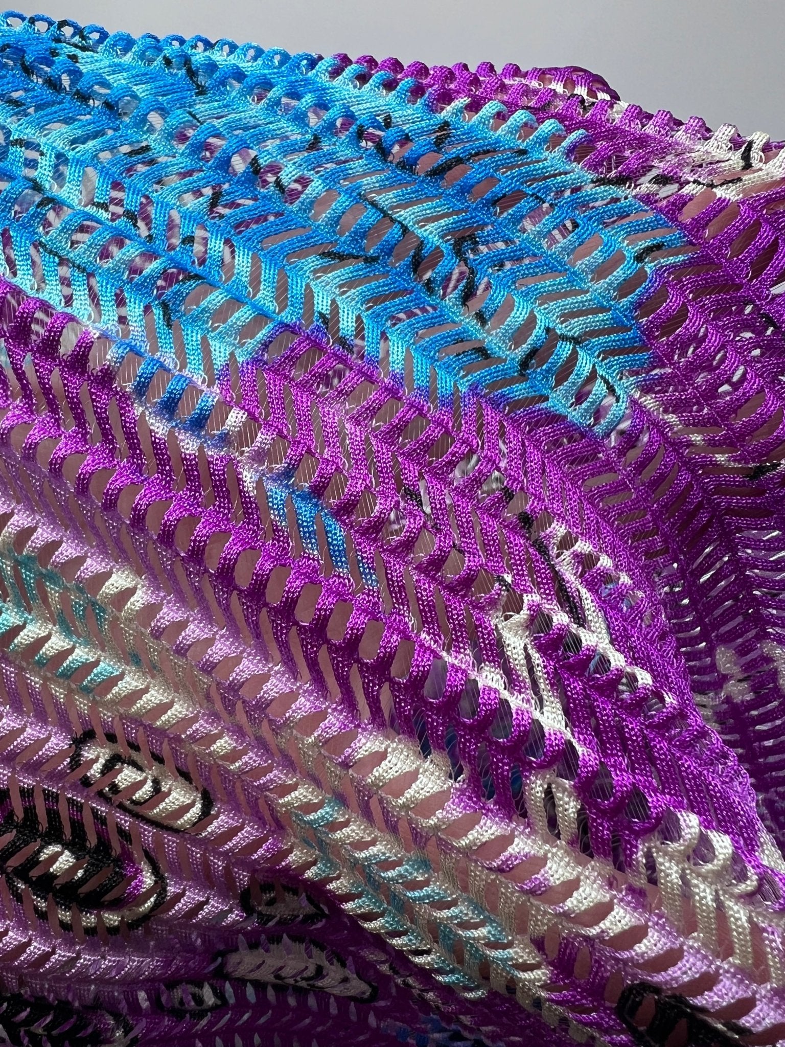 Purple Mix Knitted Slash Textured 4 Way Stretch Fabric - T9 Fabrics