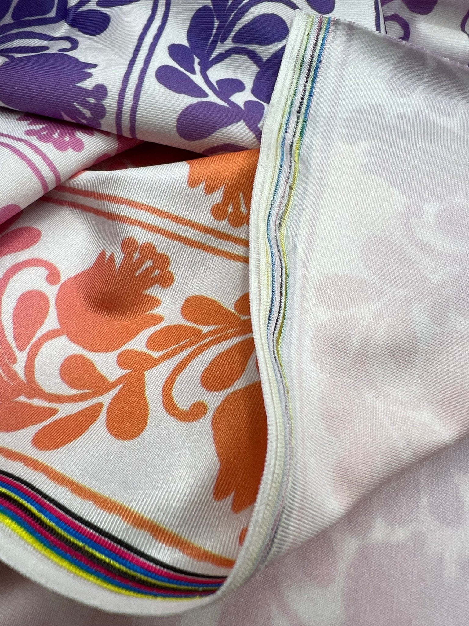 Purple Orange Printed Swimwear / Sportswear 4 Way Stretch Fabric - T9 Fabrics