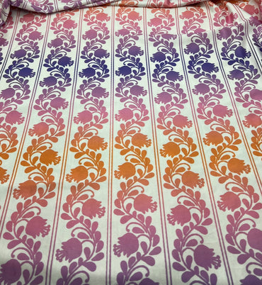Purple Orange Printed Swimwear / Sportswear 4 Way Stretch Fabric - T9 Fabrics