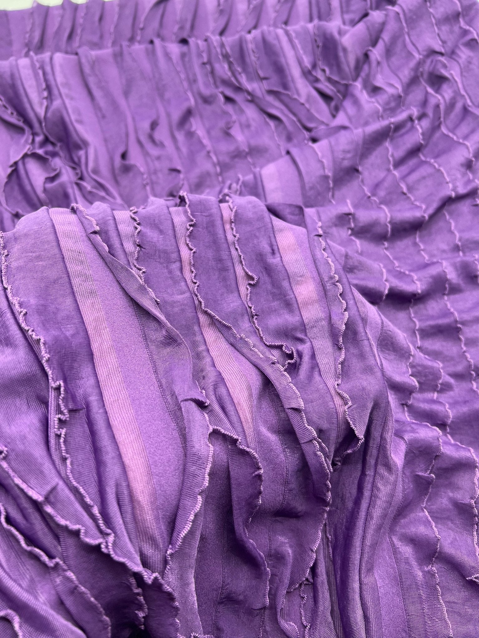 Purple Ruffle Textured 4 Way Stretch Fabric - T9 Fabrics