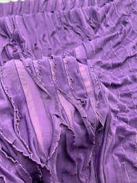 Purple Ruffle Textured 4 Way Stretch Fabric - T9 Fabrics