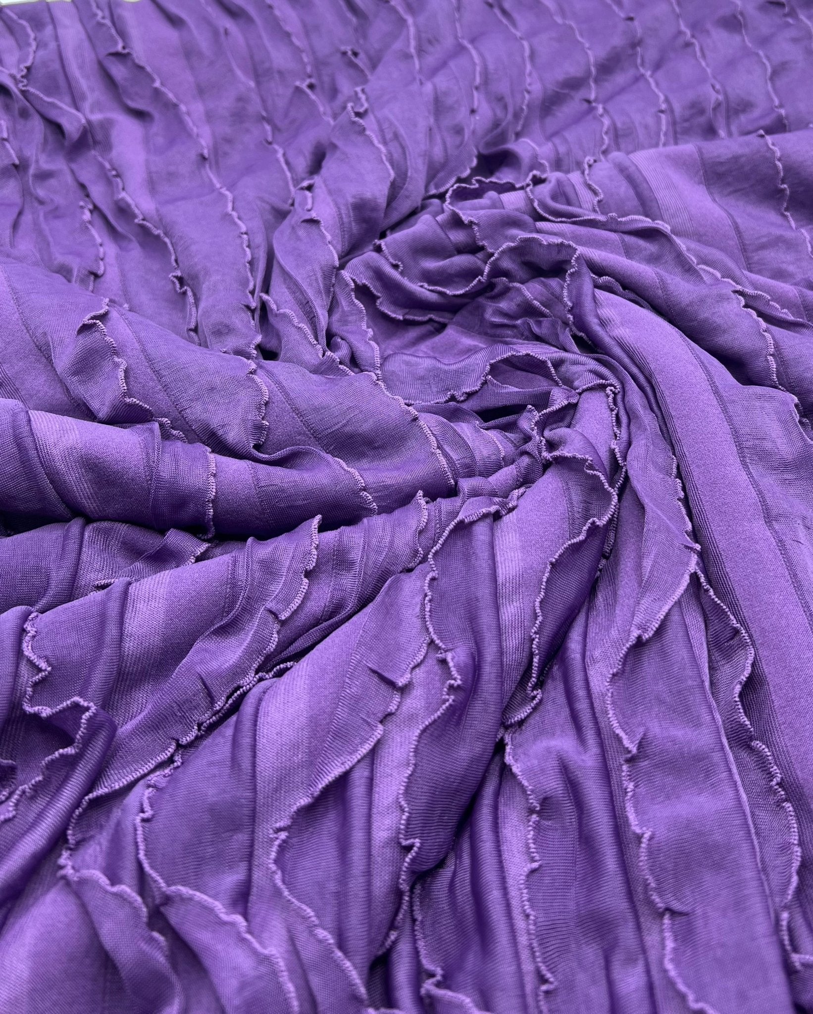 Purple Ruffle Textured 4 Way Stretch Fabric - T9 Fabrics