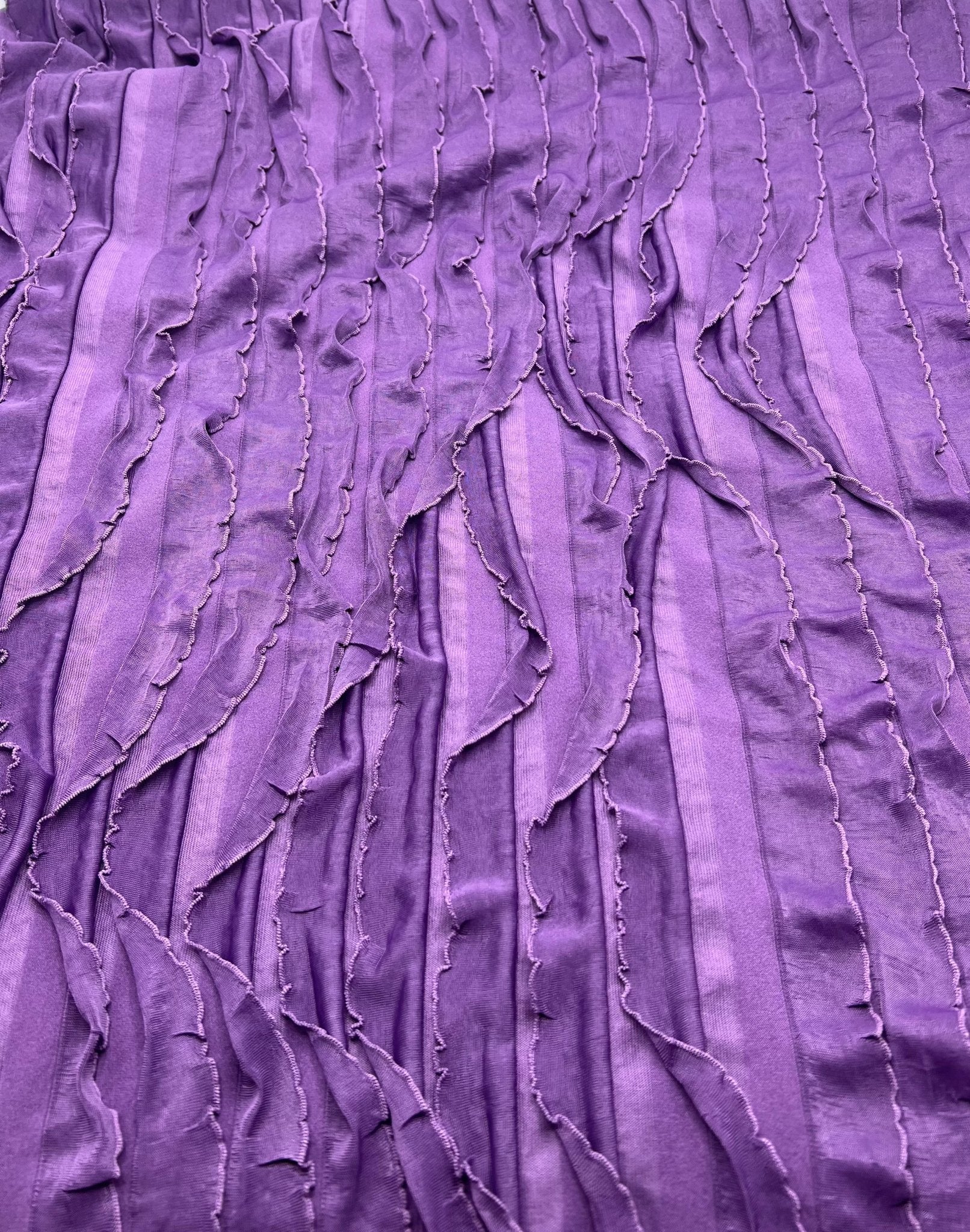 Purple Ruffle Textured 4 Way Stretch Fabric - T9 Fabrics