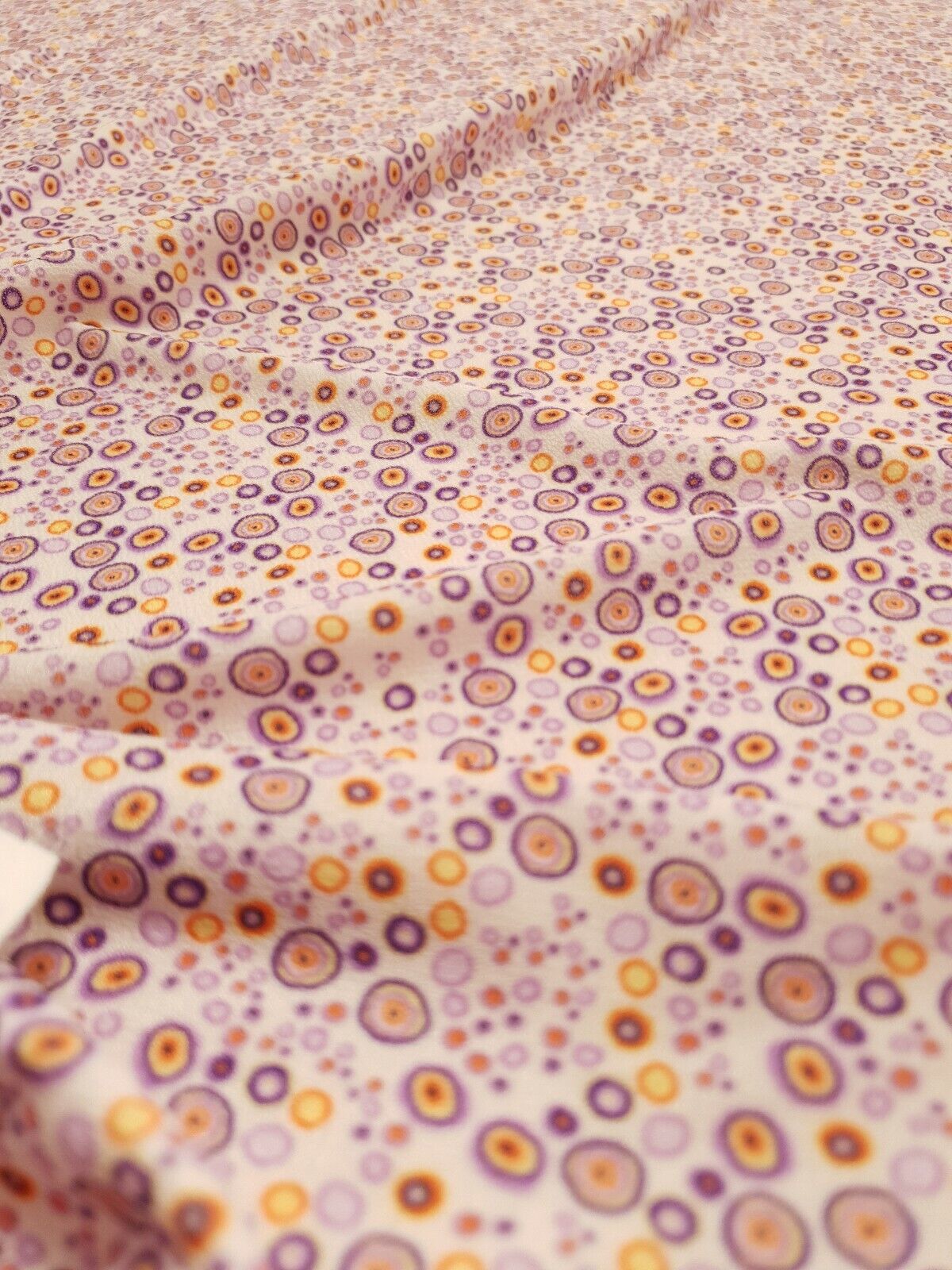 Purple Small Circles Print Lightweight Jersey Crepe Fabric 4 Way Stretch - T9 Fabrics