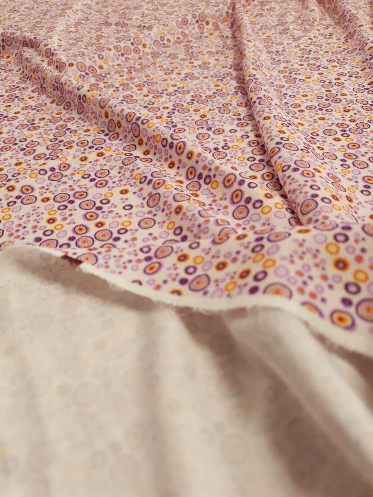 Purple Small Circles Print Lightweight Jersey Crepe Fabric 4 Way Stretch - T9 Fabrics