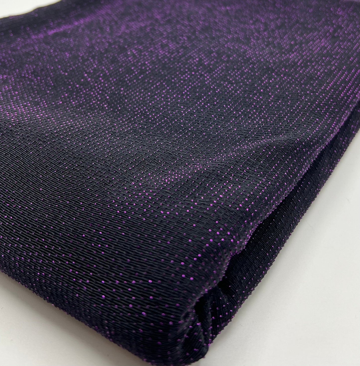 Purple Thread Detail Black Lurex Sparkle Metallic Stretch Knit Fabric - T9 Fabrics