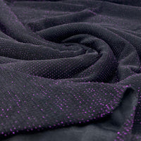 Purple Thread Detail Black Lurex Sparkle Metallic Stretch Knit Fabric - T9 Fabrics