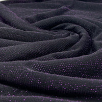 Purple Thread Detail Black Lurex Sparkle Metallic Stretch Knit Fabric - T9 Fabrics