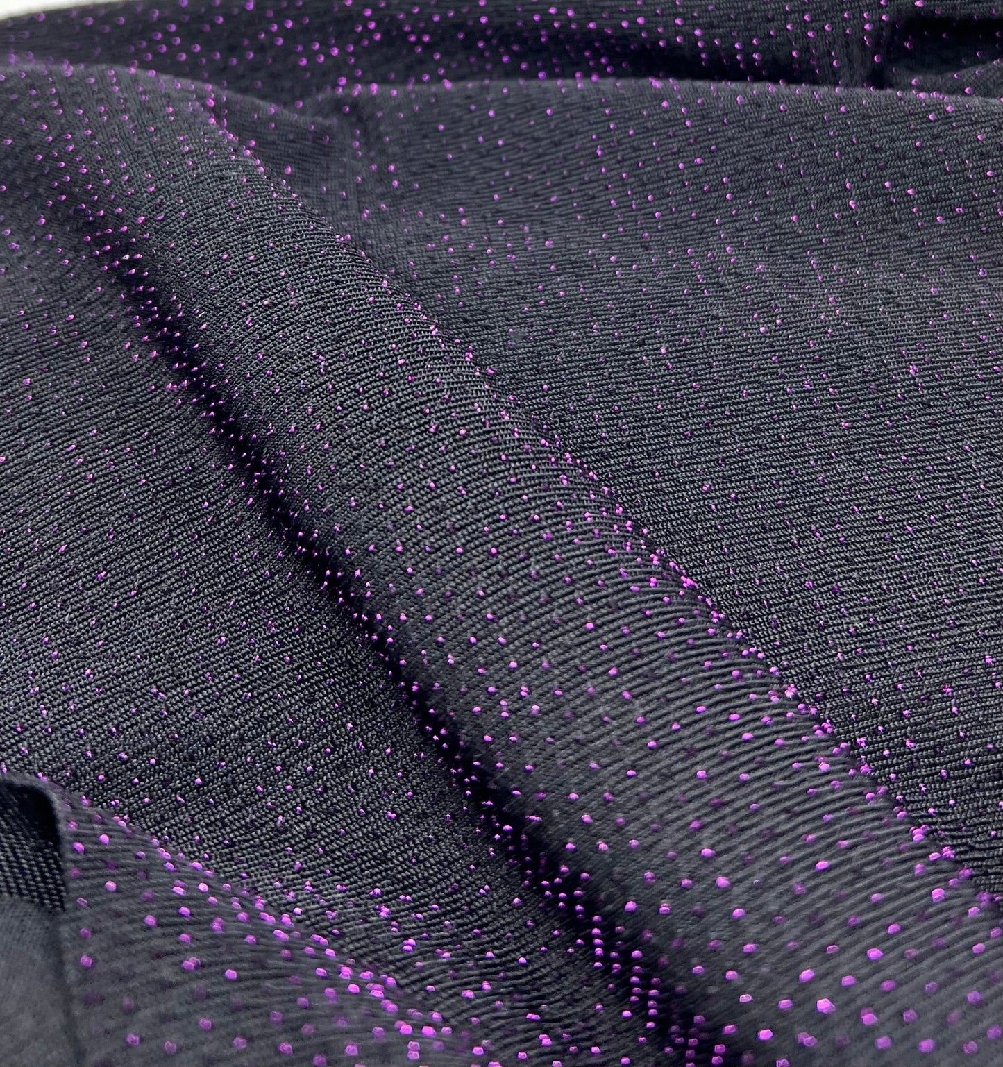 Purple Thread Detail Black Lurex Sparkle Metallic Stretch Knit Fabric - T9 Fabrics