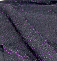 Purple Thread Detail Black Lurex Sparkle Metallic Stretch Knit Fabric - T9 Fabrics