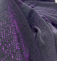 Purple Thread Detail Black Lurex Sparkle Metallic Stretch Knit Fabric - T9 Fabrics