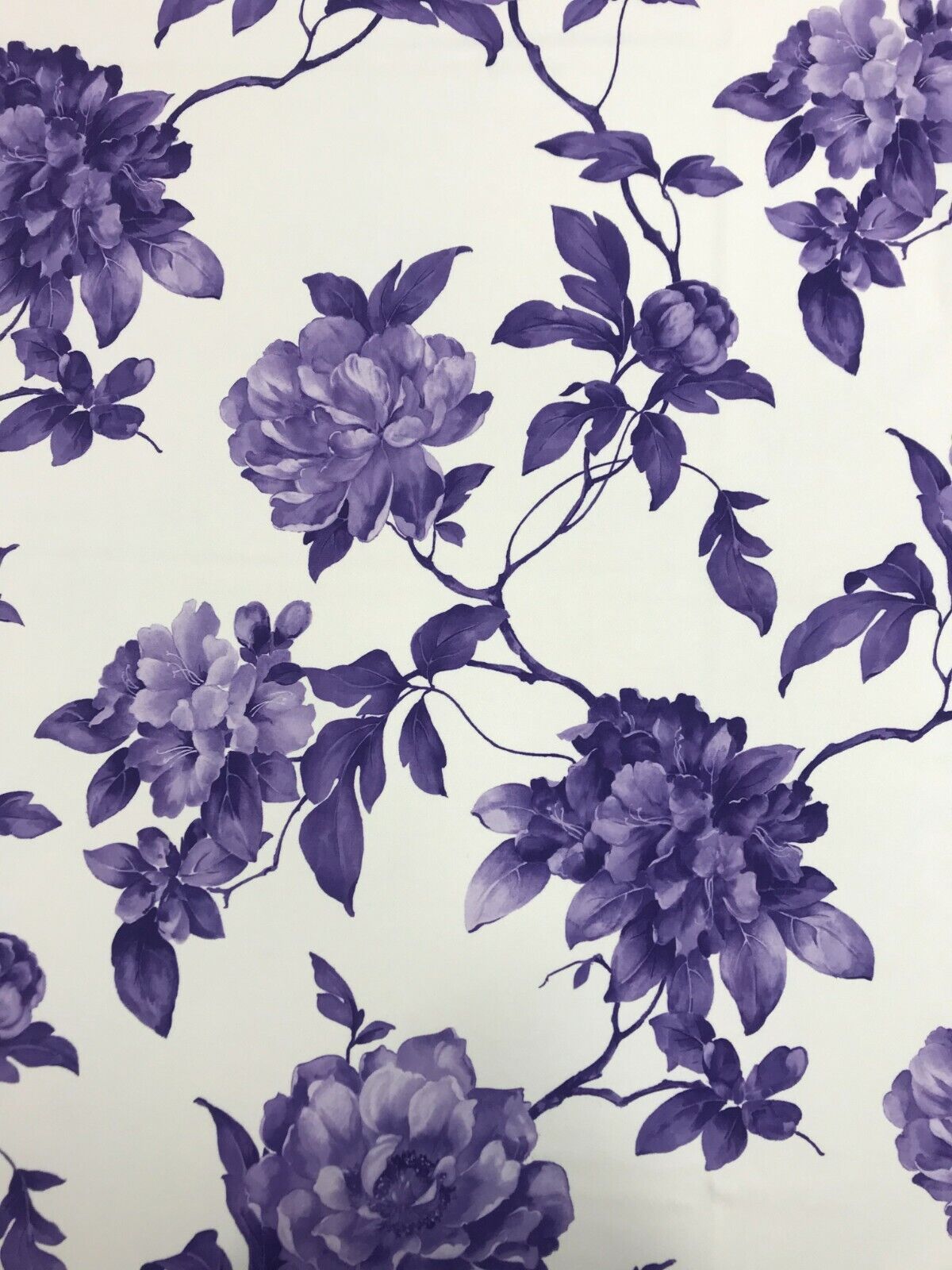 Purple & White Floral Printed Scuba Crepe Jersey Fabric 4 Way Stretch - T9 Fabrics