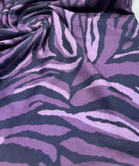 Purple Zebra Spun Poly Stretch Fabric - T9 Fabrics