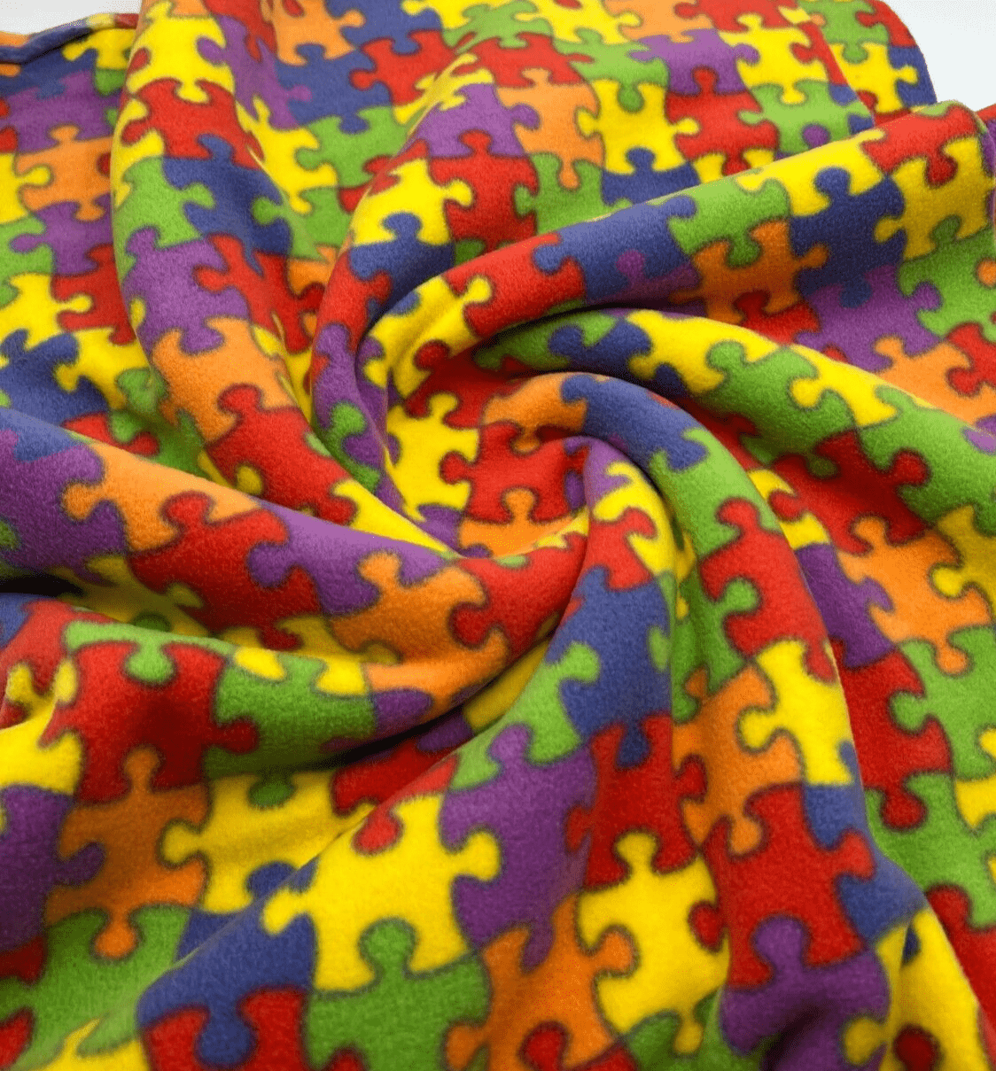 Puzzle Printed Anti - Pil Polar Fleece Fabric Blanket Loungewear - T9 Fabrics