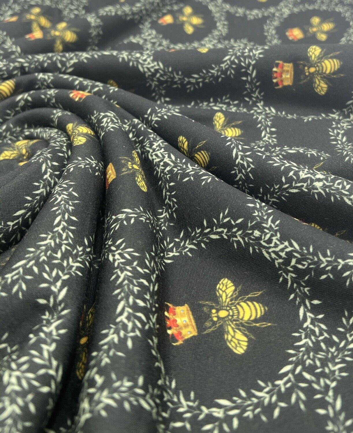 Queen Bee Print French Terry Loopback Fabric - T9 Fabrics