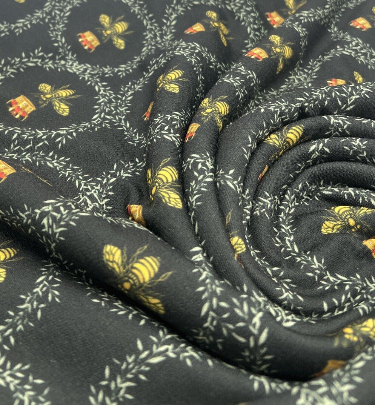 Queen Bee Print French Terry Loopback Fabric - T9 Fabrics