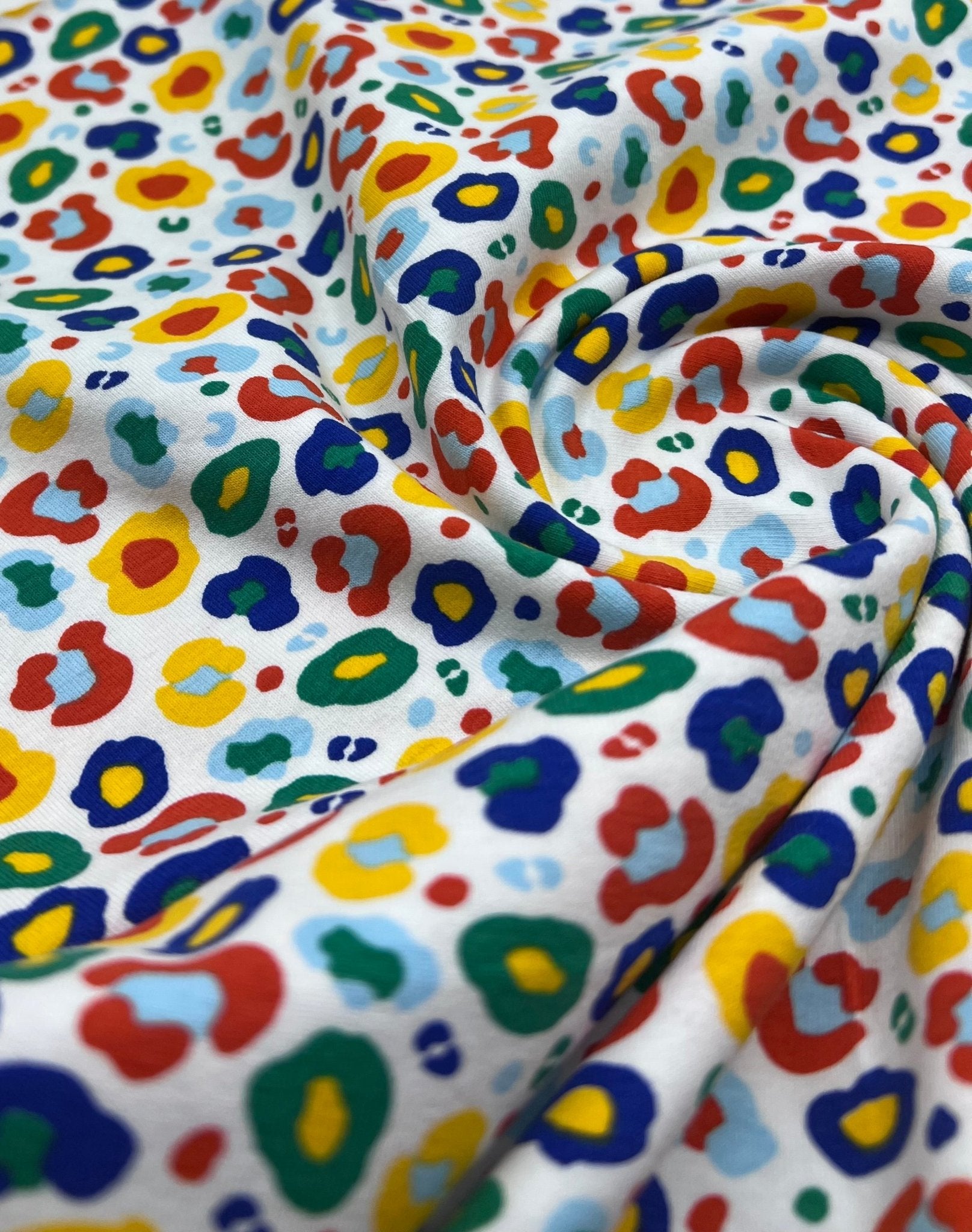 Rainbow Leopard Cotton Stretch Jersey 200 GSM 95/5 Lycra 4 Way Stretch - T9 Fabrics