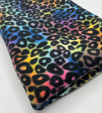 Rainbow Leopard Printed Anti - Pil Polar Fleece Fabric Blanket Loungewear - T9 Fabrics
