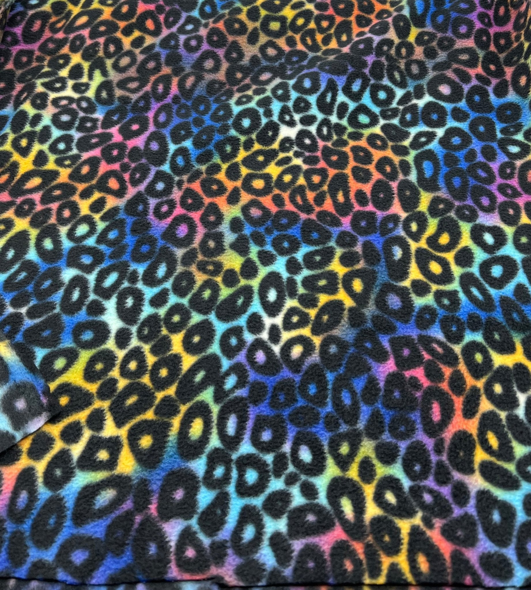 Rainbow Leopard Printed Anti - Pil Polar Fleece Fabric Blanket Loungewear - T9 Fabrics