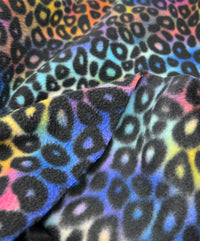 Rainbow Leopard Printed Anti - Pil Polar Fleece Fabric Blanket Loungewear - T9 Fabrics