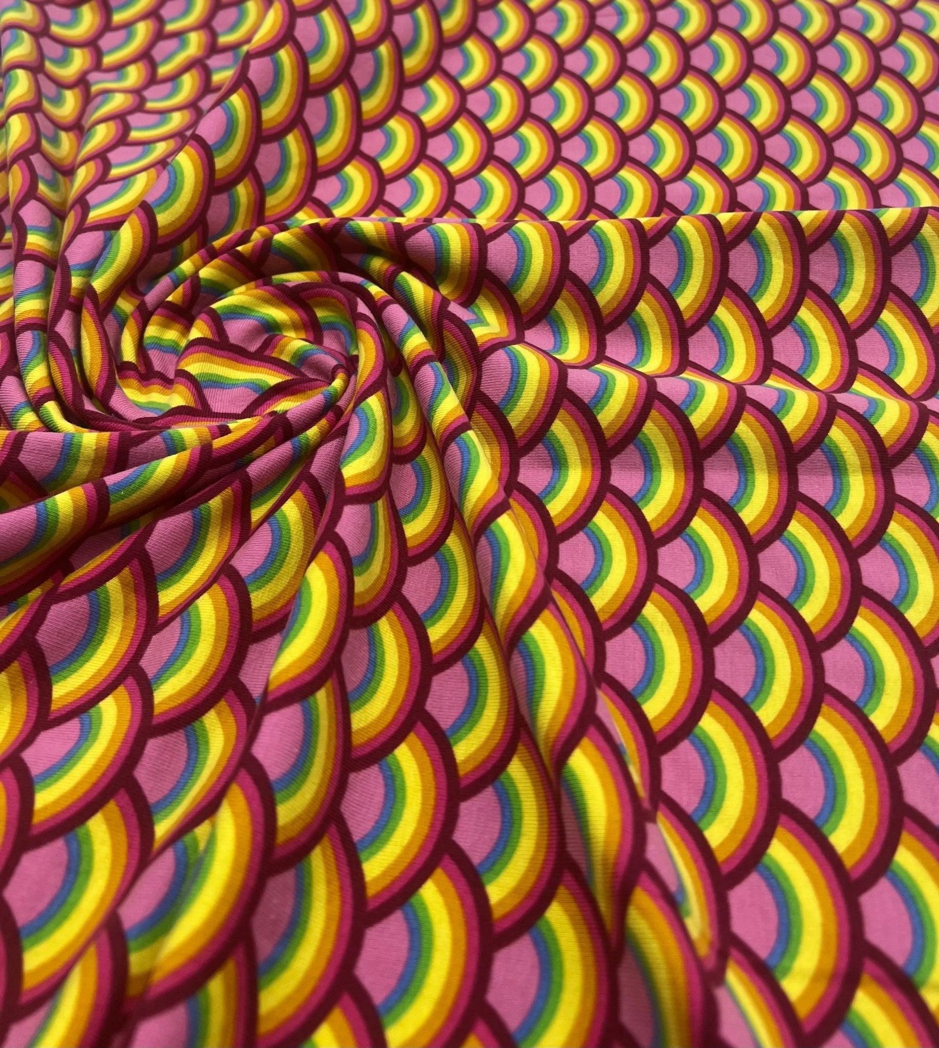 Rainbow Scales Cotton Stretch Jersey 200 GSM 95/5 Lycra 4 Way Stretch - T9 Fabrics