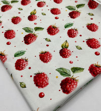 Raspberries Print Cotton Stretch Jersey 200 GSM 95/5 Lycra 4 Way Stretch - T9 Fabrics