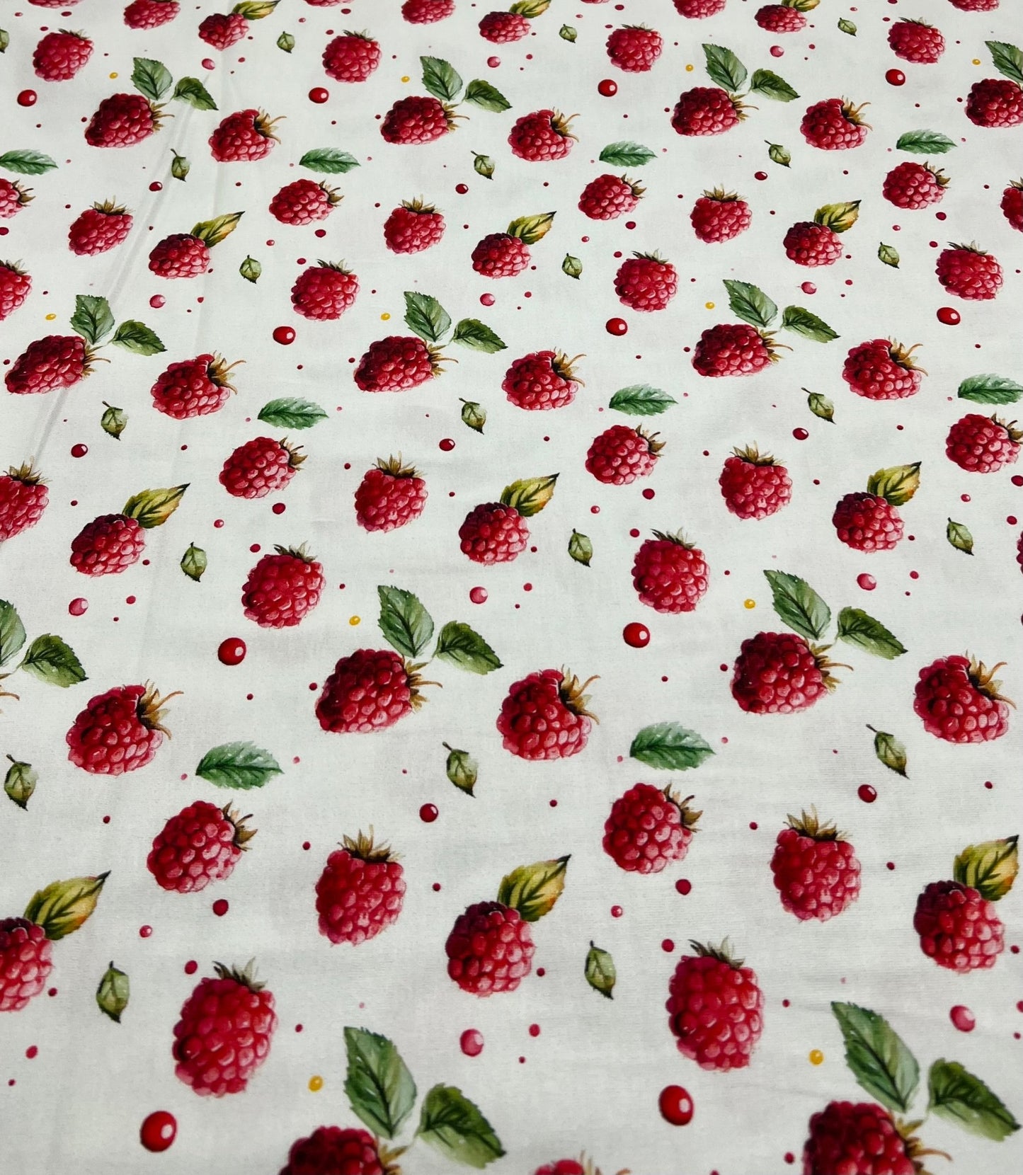 Raspberries Print Cotton Stretch Jersey 200 GSM 95/5 Lycra 4 Way Stretch - T9 Fabrics