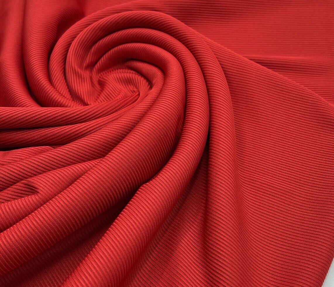 Red 2X1 Fine Rib Stretch Fabric - T9 Fabrics