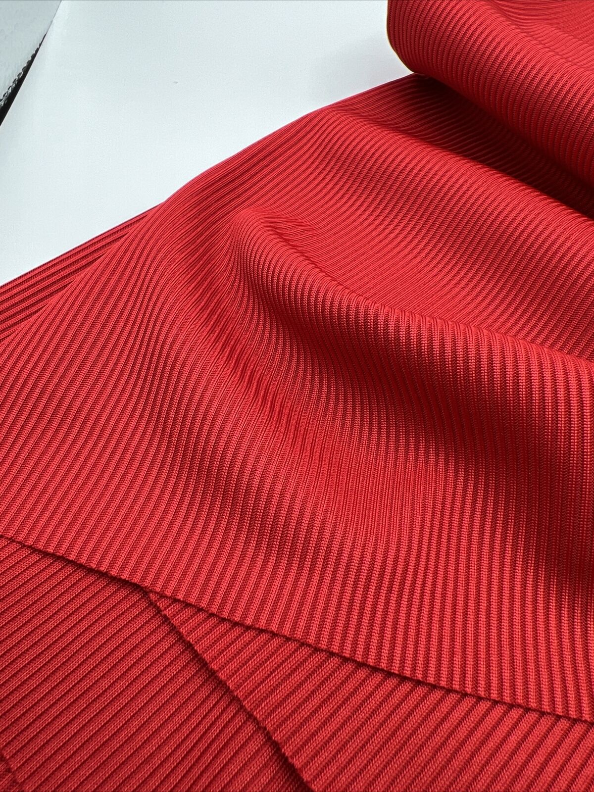 Red 2X1 Fine Rib Stretch Fabric - T9 Fabrics