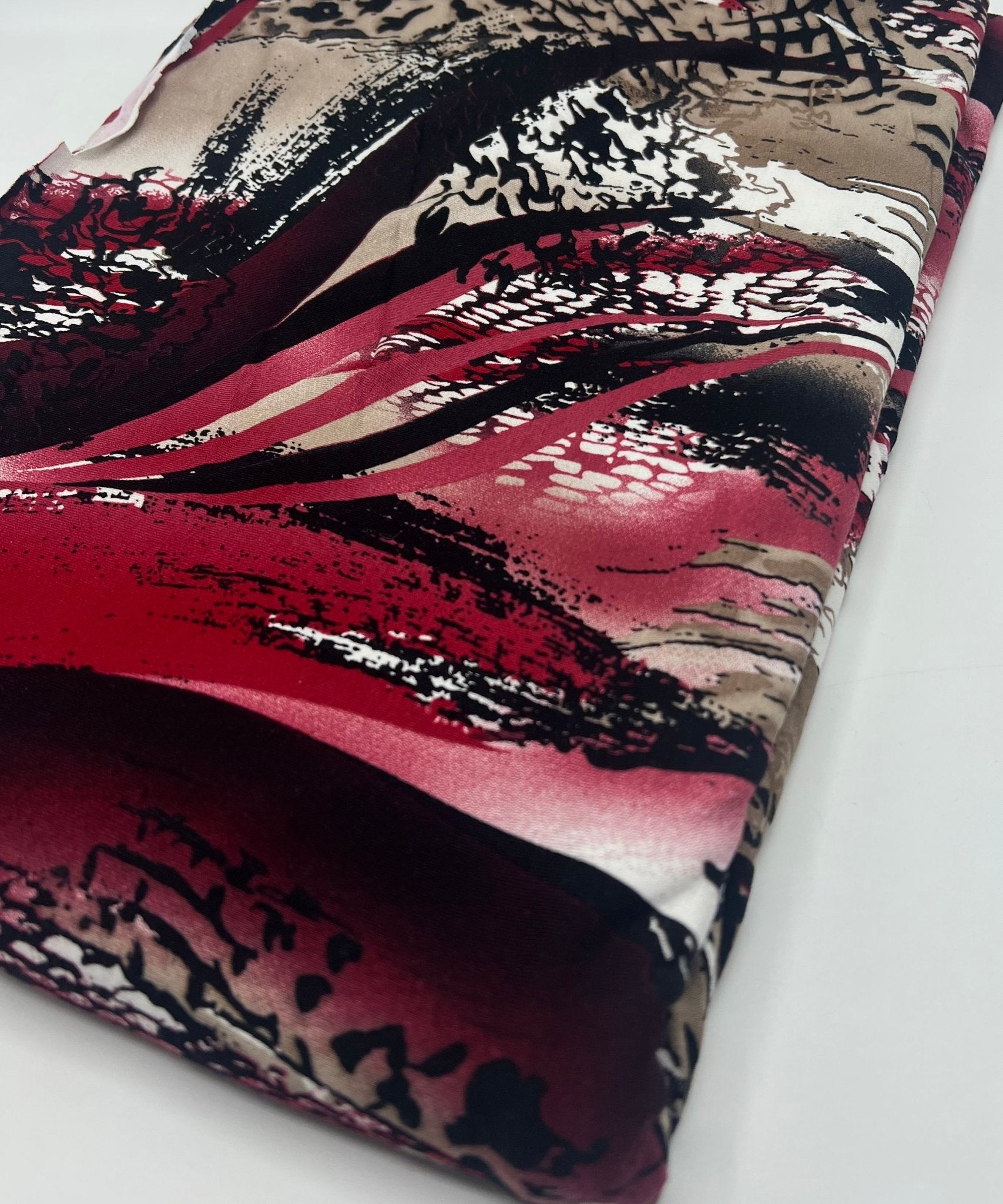 Red Animal Mix Print Viscose Elastane 4 Way Stretch Fabric - T9 Fabrics