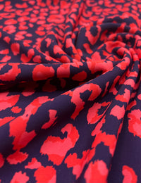 Red Animal Print Lightweight Bubble Crepe Fabric - T9 Fabrics