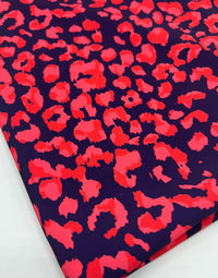 Red Animal Print Lightweight Bubble Crepe Fabric - T9 Fabrics