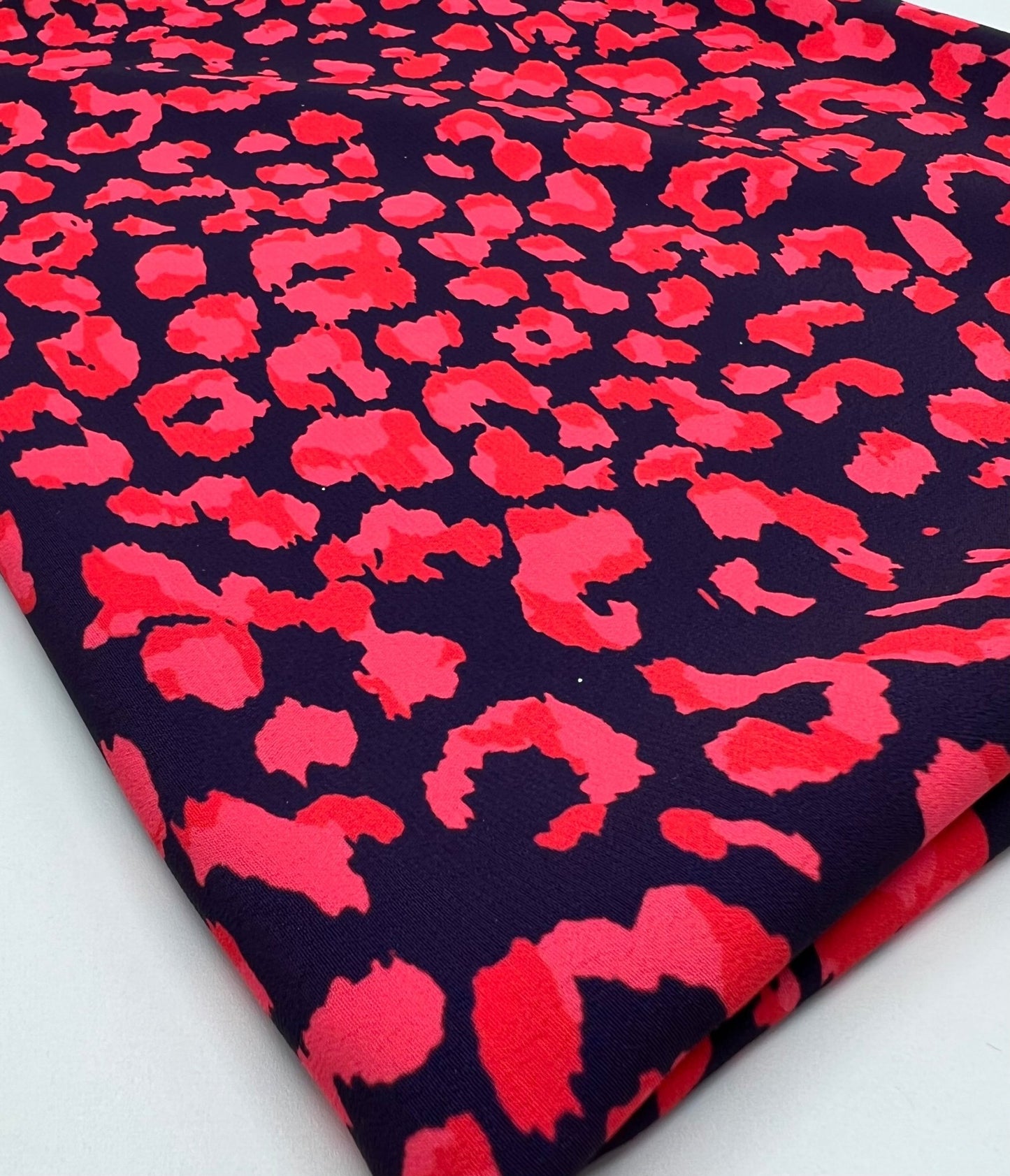Red Animal Print Lightweight Bubble Crepe Fabric - T9 Fabrics