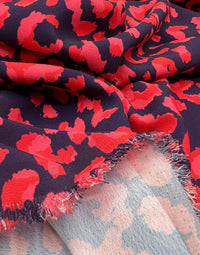 Red Animal Print Lightweight Bubble Crepe Fabric - T9 Fabrics