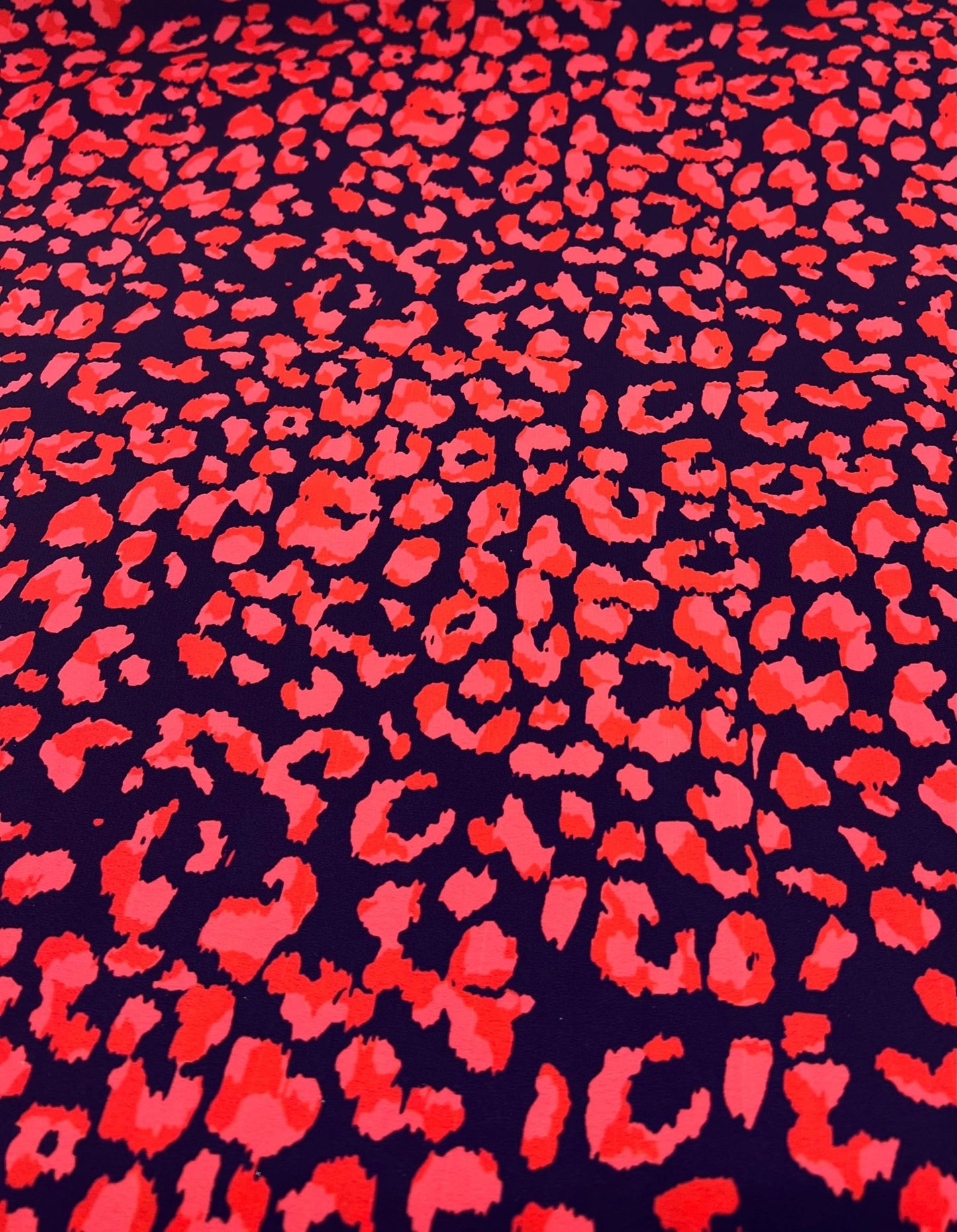Red Animal Print Lightweight Bubble Crepe Fabric - T9 Fabrics