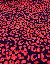 Red Animal Print Lightweight Bubble Crepe Fabric - T9 Fabrics
