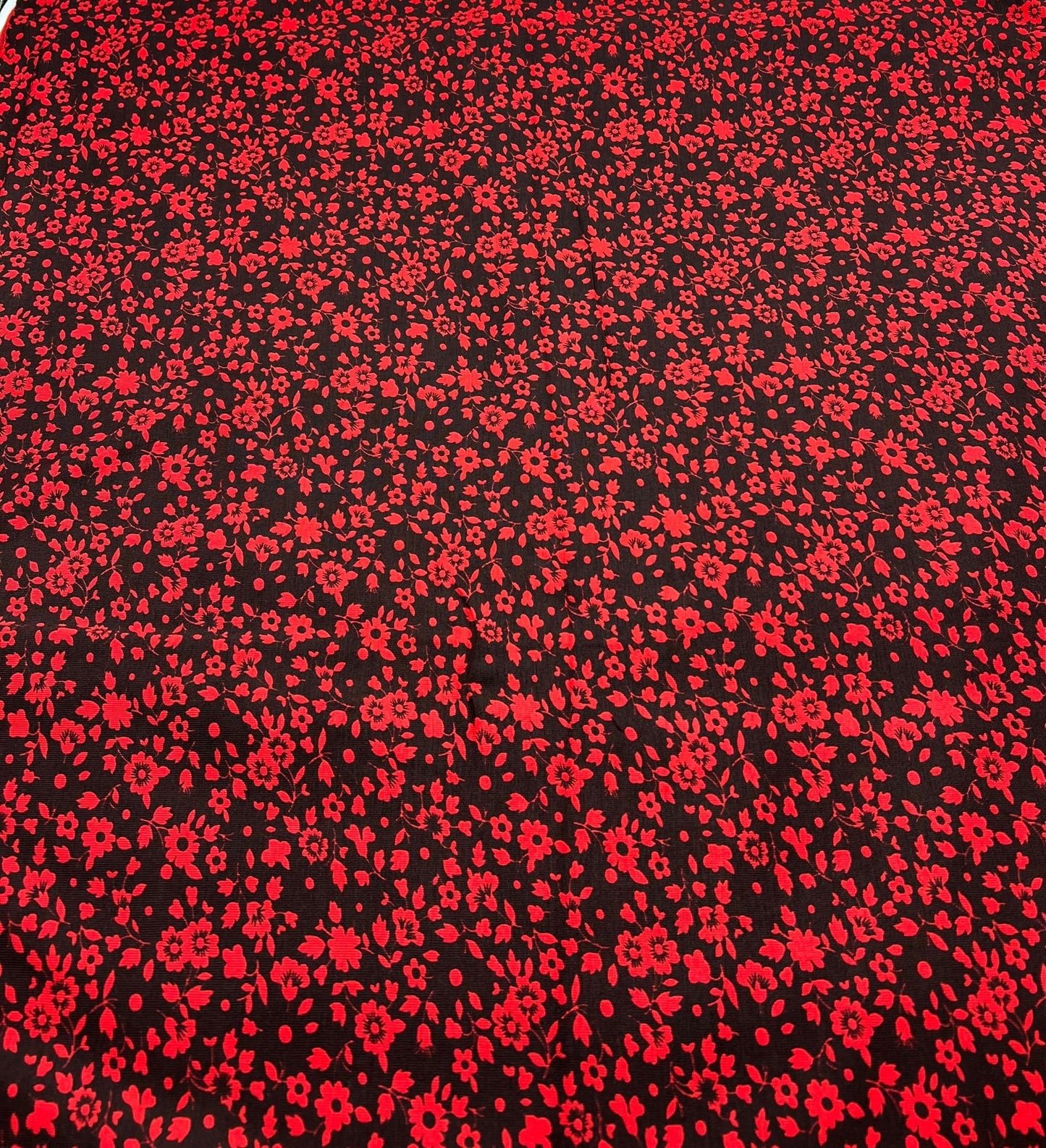 Red Black Floral Viscose Elastane Fabric - T9 Fabrics