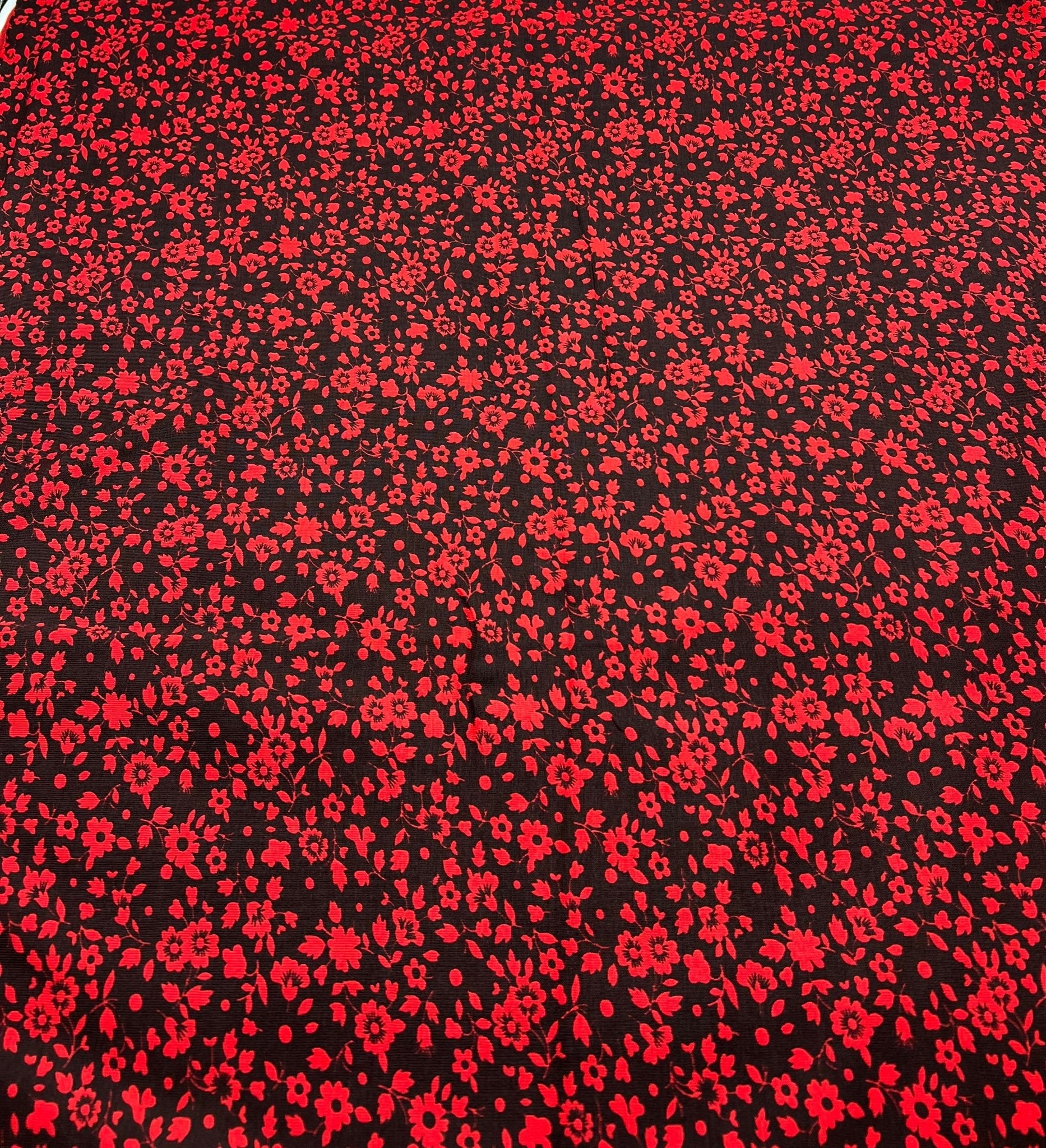 Red Black Floral Viscose Elastane Fabric - T9 Fabrics