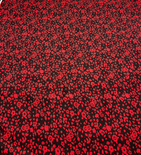 Red Black Floral Viscose Elastane Fabric - T9 Fabrics