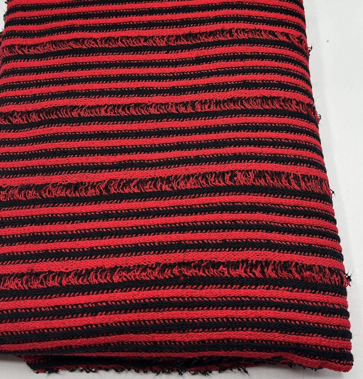 Red Black Stripe Knitted Stretch Fabric - T9 Fabrics