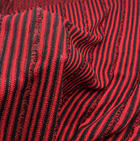 Red Black Stripe Knitted Stretch Fabric - T9 Fabrics