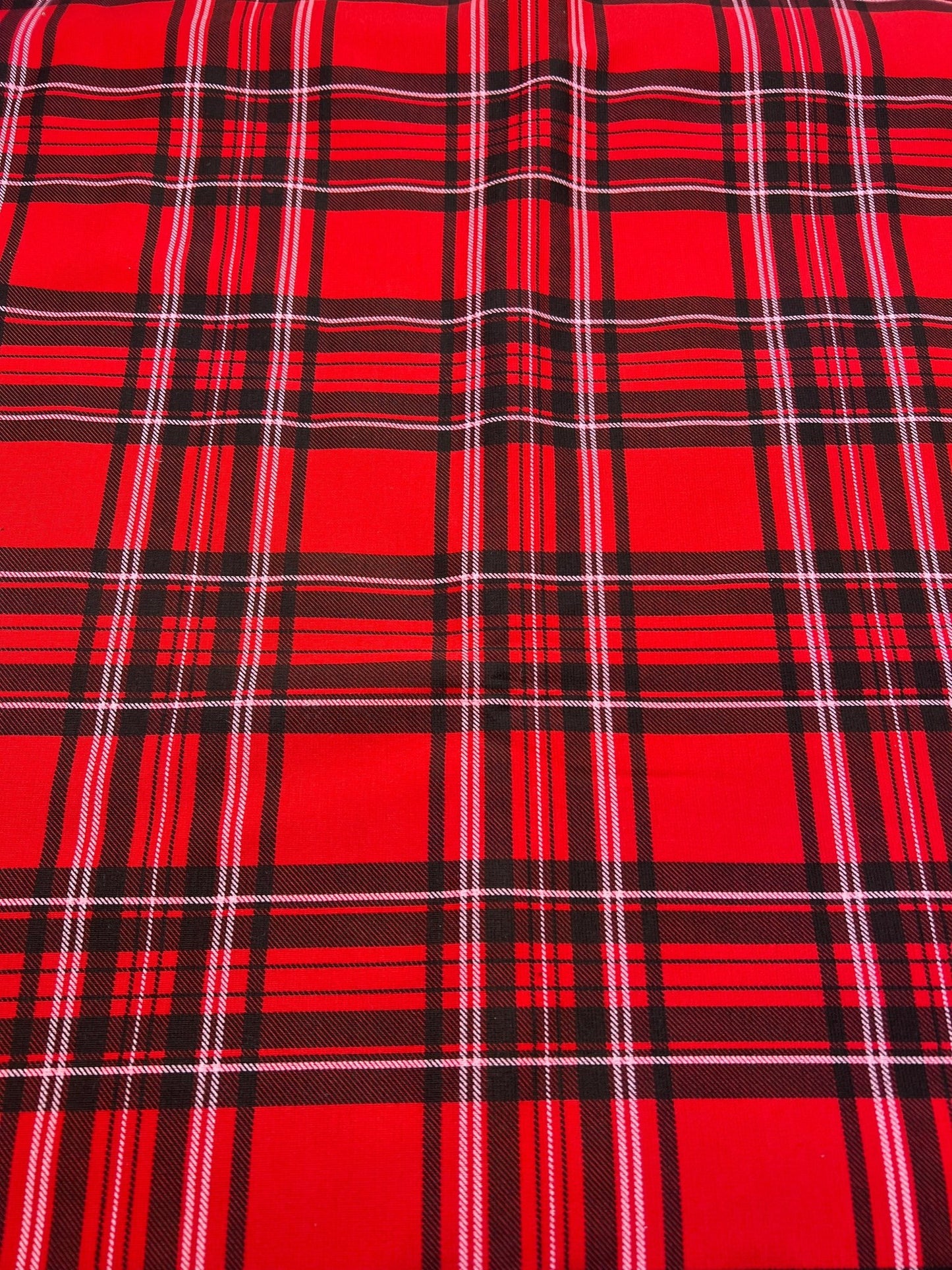 Red Check Ponte Fabric - T9 Fabrics