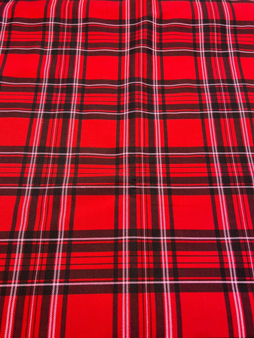 Red Check Ponte Fabric - T9 Fabrics