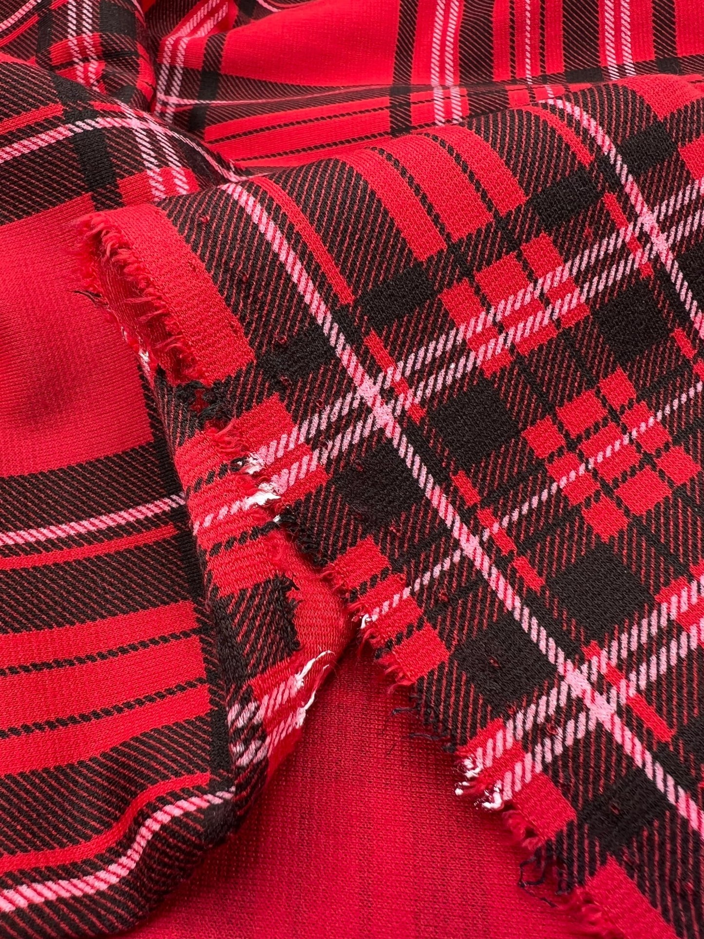 Red Check Ponte Fabric - T9 Fabrics