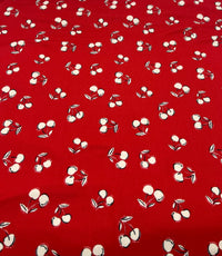 Red Cherry Print Super Soft Spun Poly Stretch Fabric - T9 Fabrics