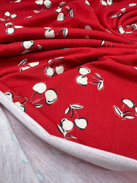 Red Cherry Print Super Soft Spun Poly Stretch Fabric - T9 Fabrics