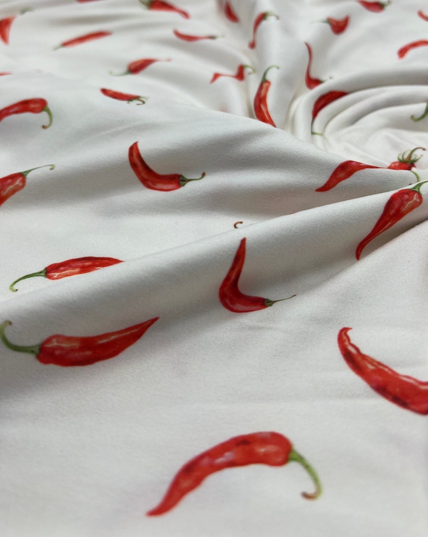Red Chili Super Soft Print Spun Poly Stretch Fabric - T9 Fabrics