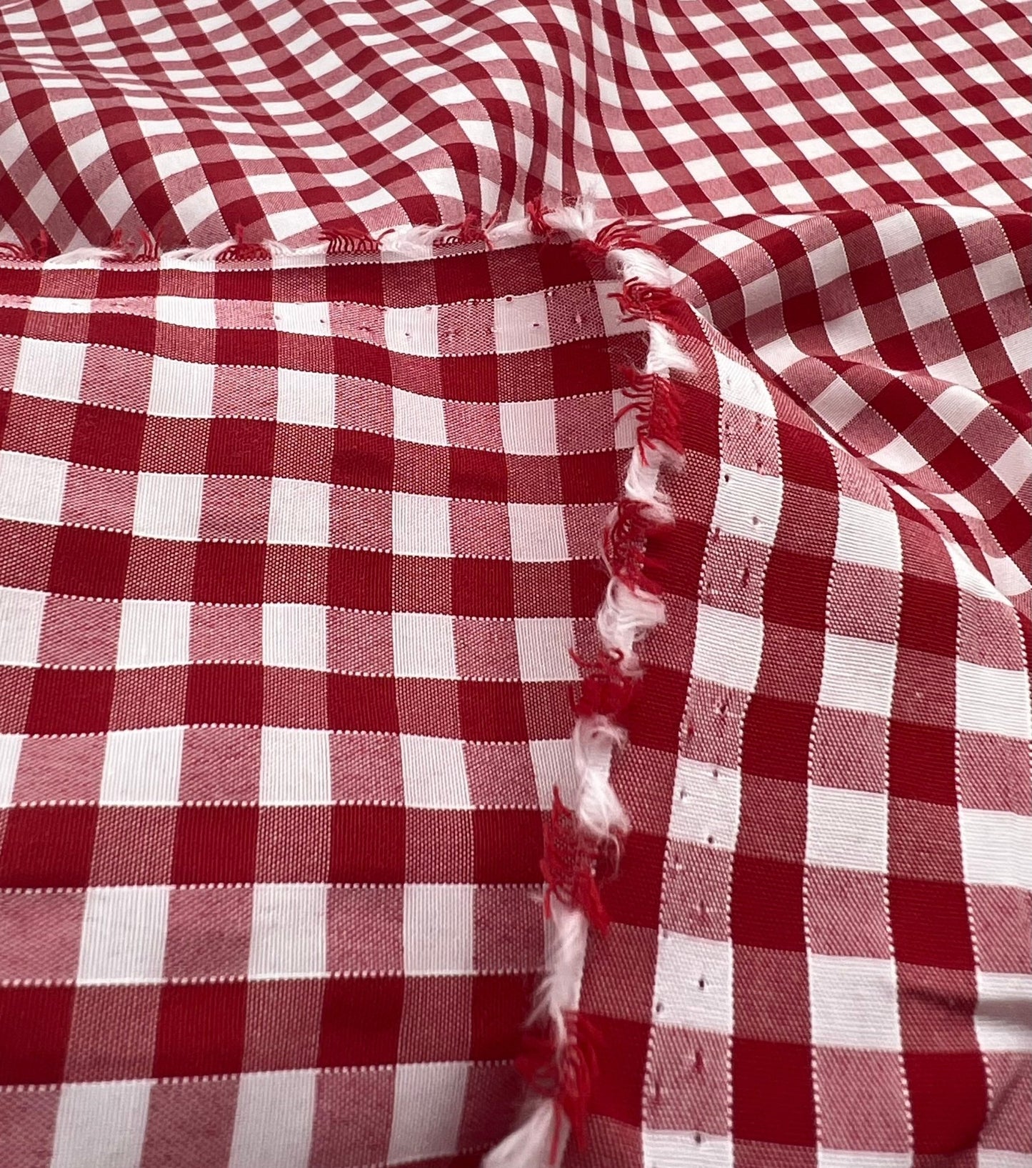 Red Gingham Printed Poly Cotton 90 GSM 80/20 44 Inch Non Stretch - T9 Fabrics