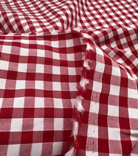 Red Gingham Printed Poly Cotton 90 GSM 80/20 44 Inch Non Stretch - T9 Fabrics